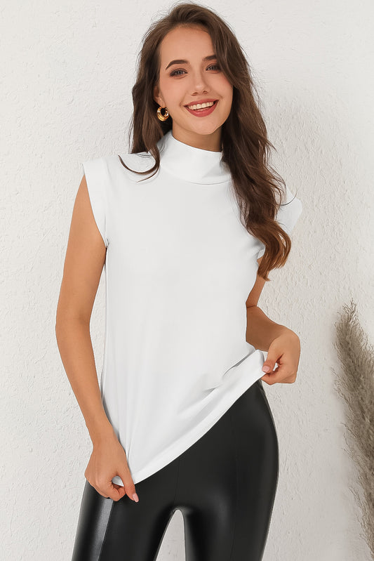 Mock Neck Cap Sleeve Blouse - Classique Collection
