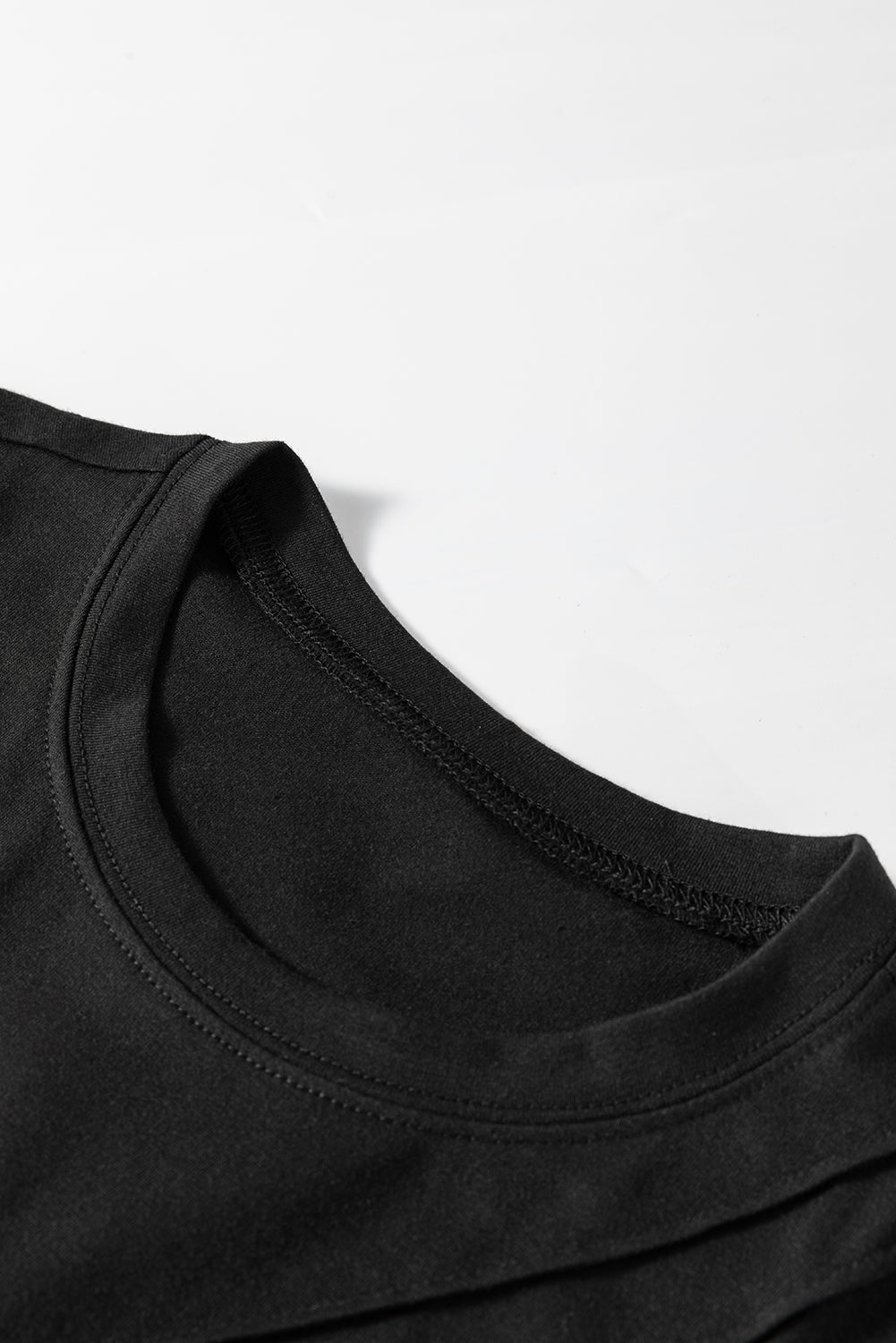 Black Crew Neck Pleated Tank Top ClassiQ