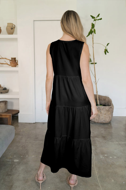 FAM-FAM Tiered V-Neck Sleeveless Dress - Classique Collection