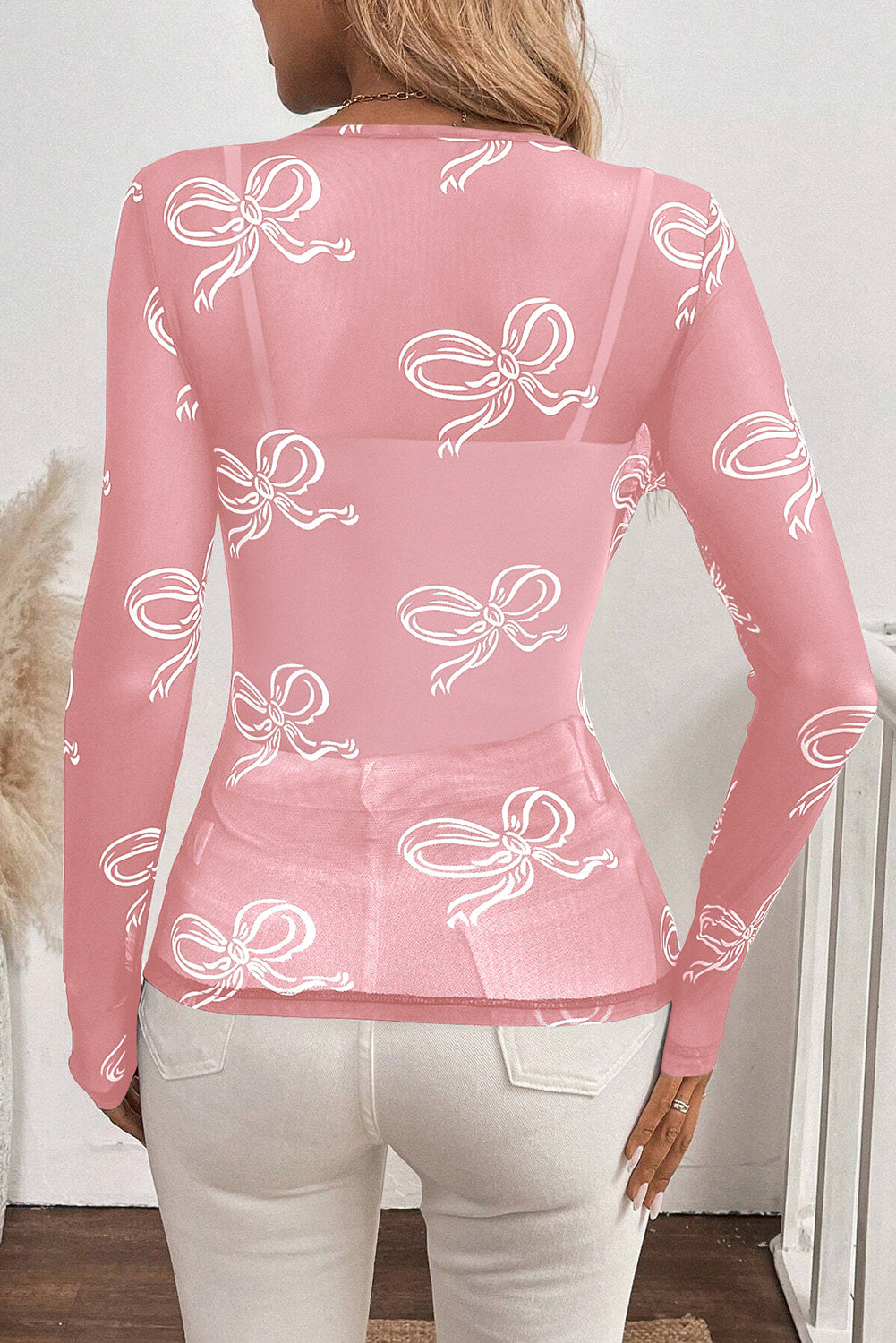 Bow Round Neck Long Sleeve Top - Classique Collection