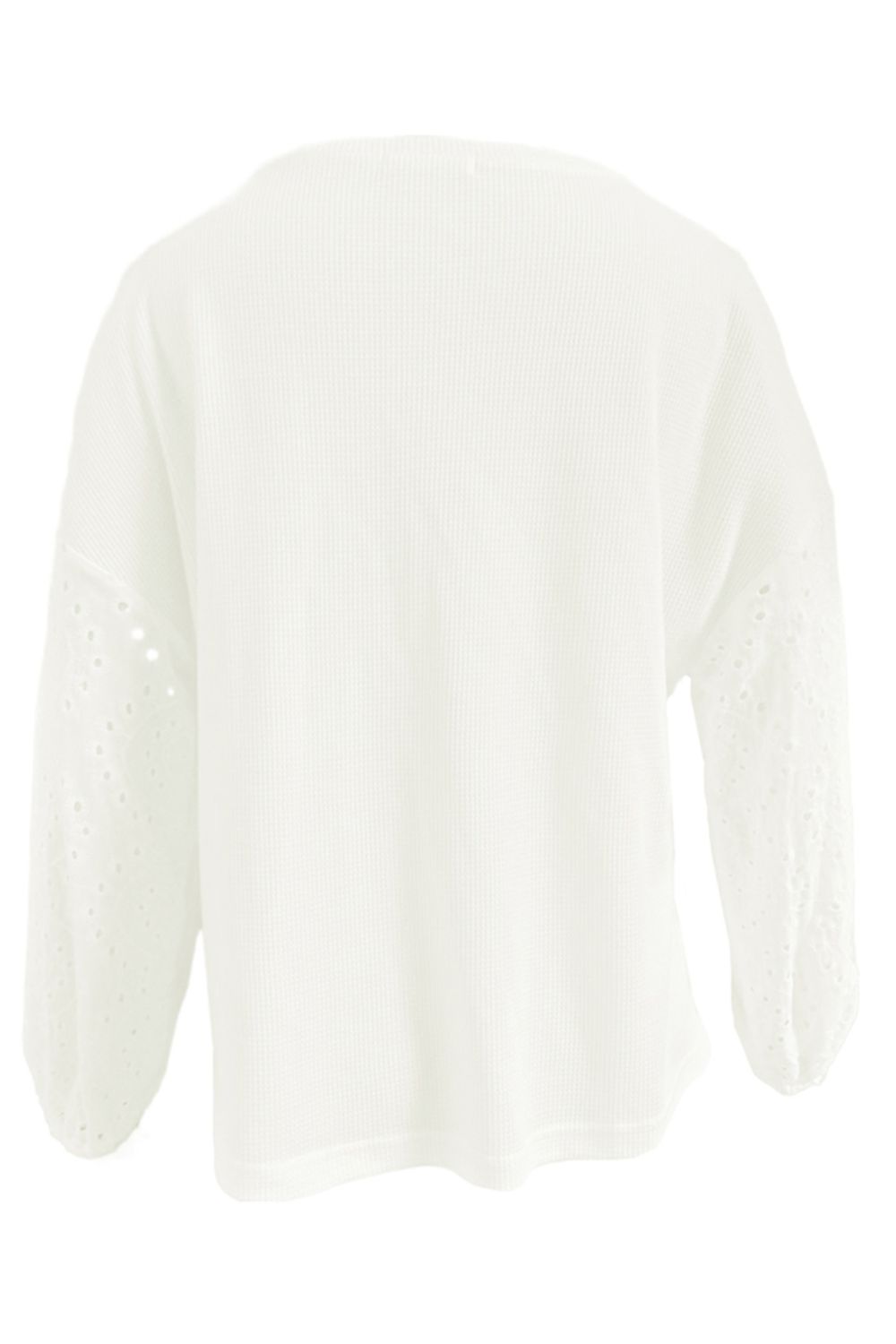 Shiny Openwork Dropped Shoulder Boat Neck Blouse - Classique Collection