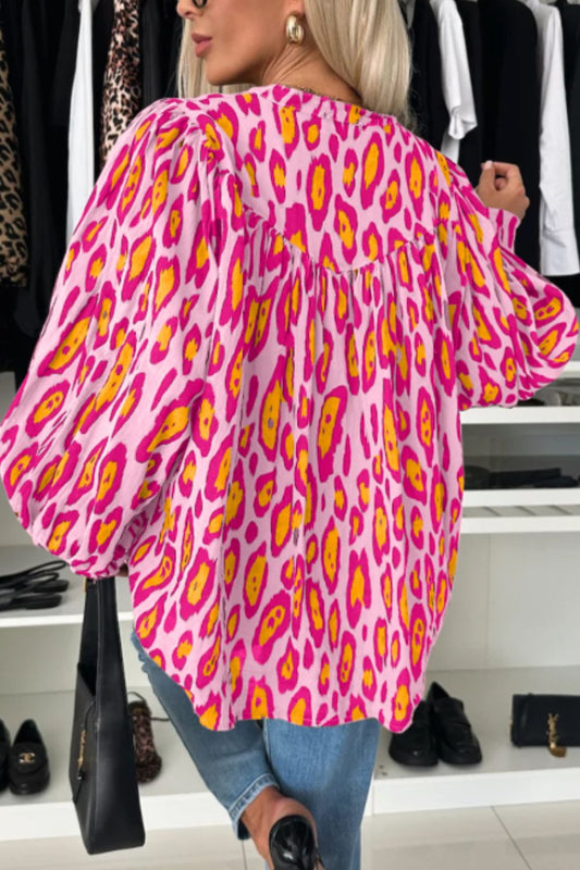 Leopard Print Button Down Long Sleeve Shirt - Classique Collection