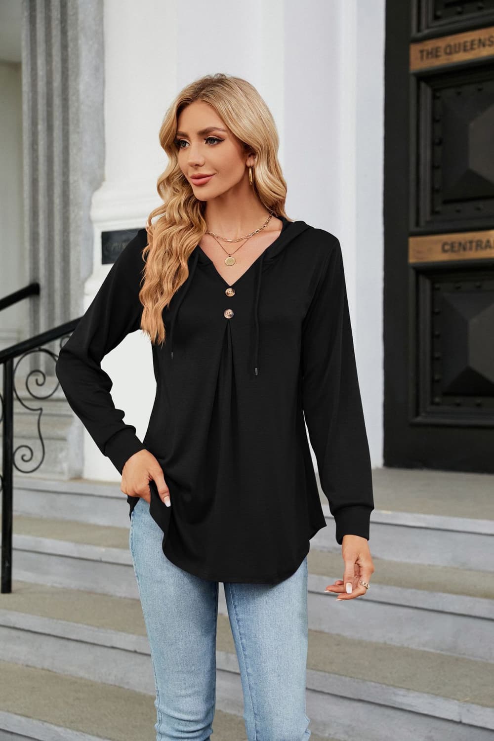 Long Sleeve Hooded Blouse - Classique Collection