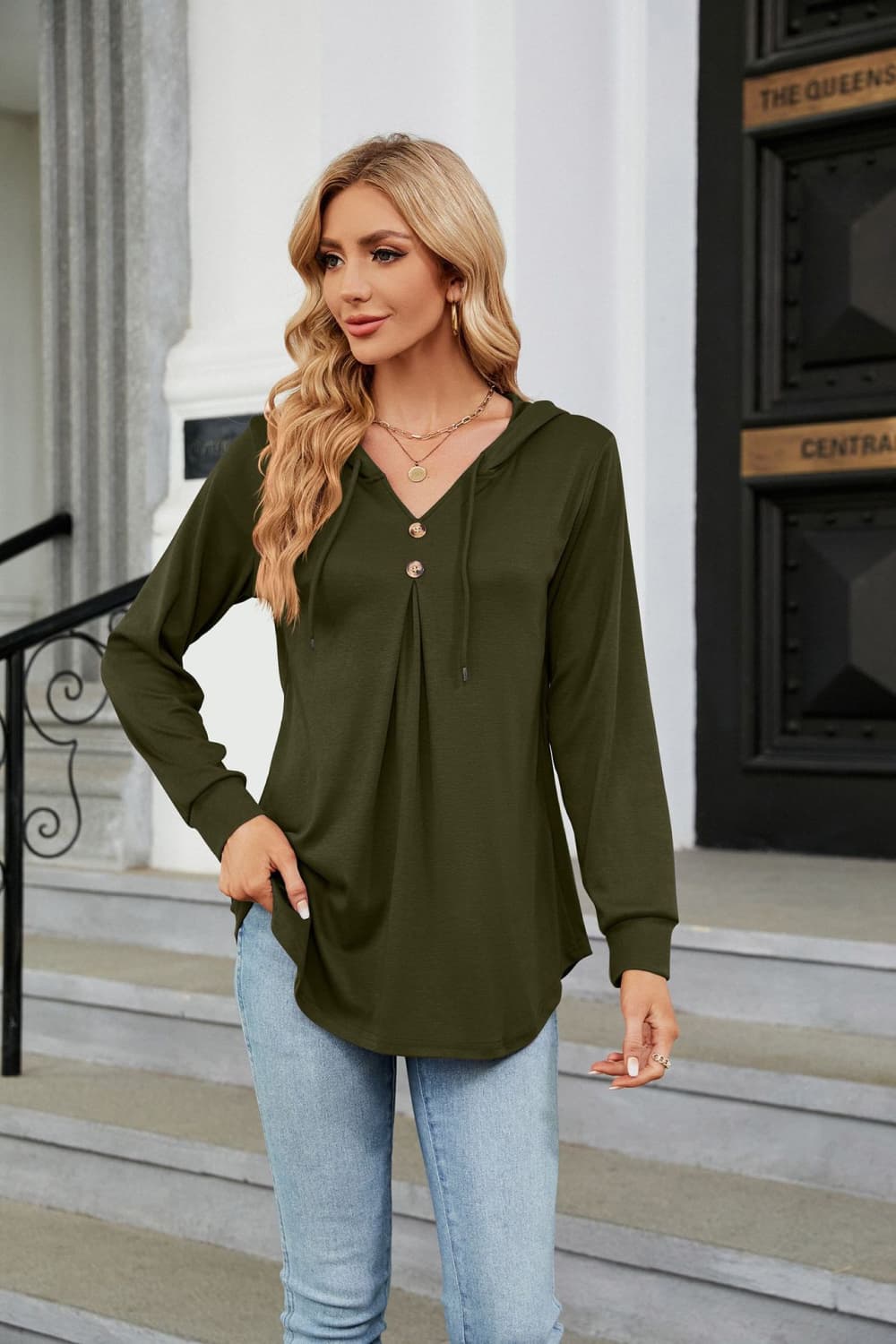 Long Sleeve Hooded Blouse - Classique Collection