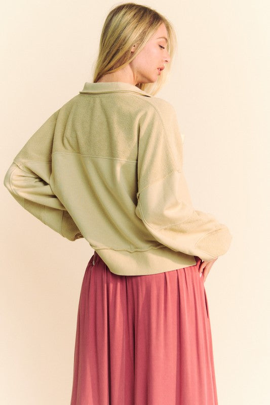 Davi & Dani Lace Up Exposed Seam French Terry Top - Classique Collection