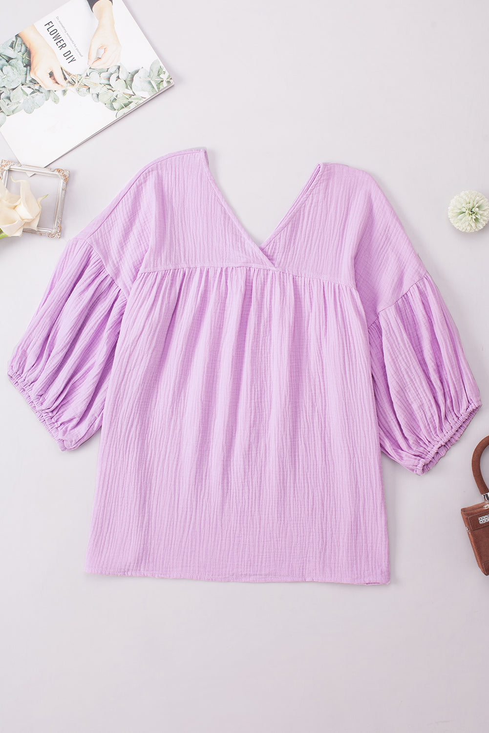 Dropped Shoulder V-Neck Blouse - Classique Collection