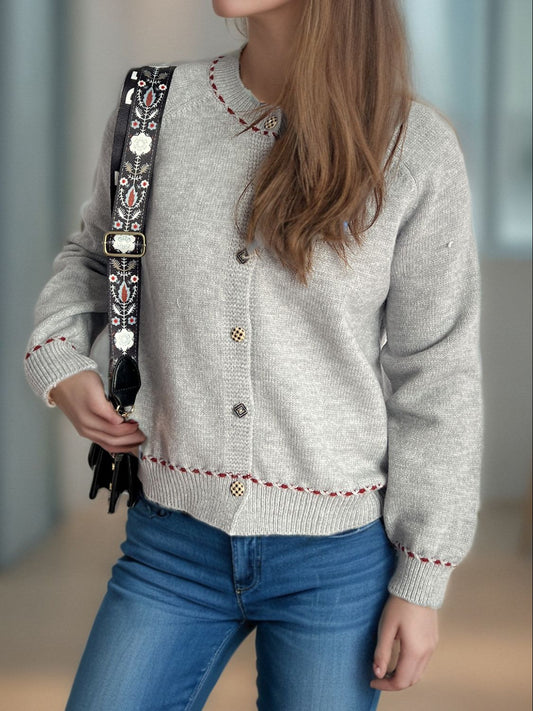 Button Down Long Sleeve Cardigan - ClassiQ