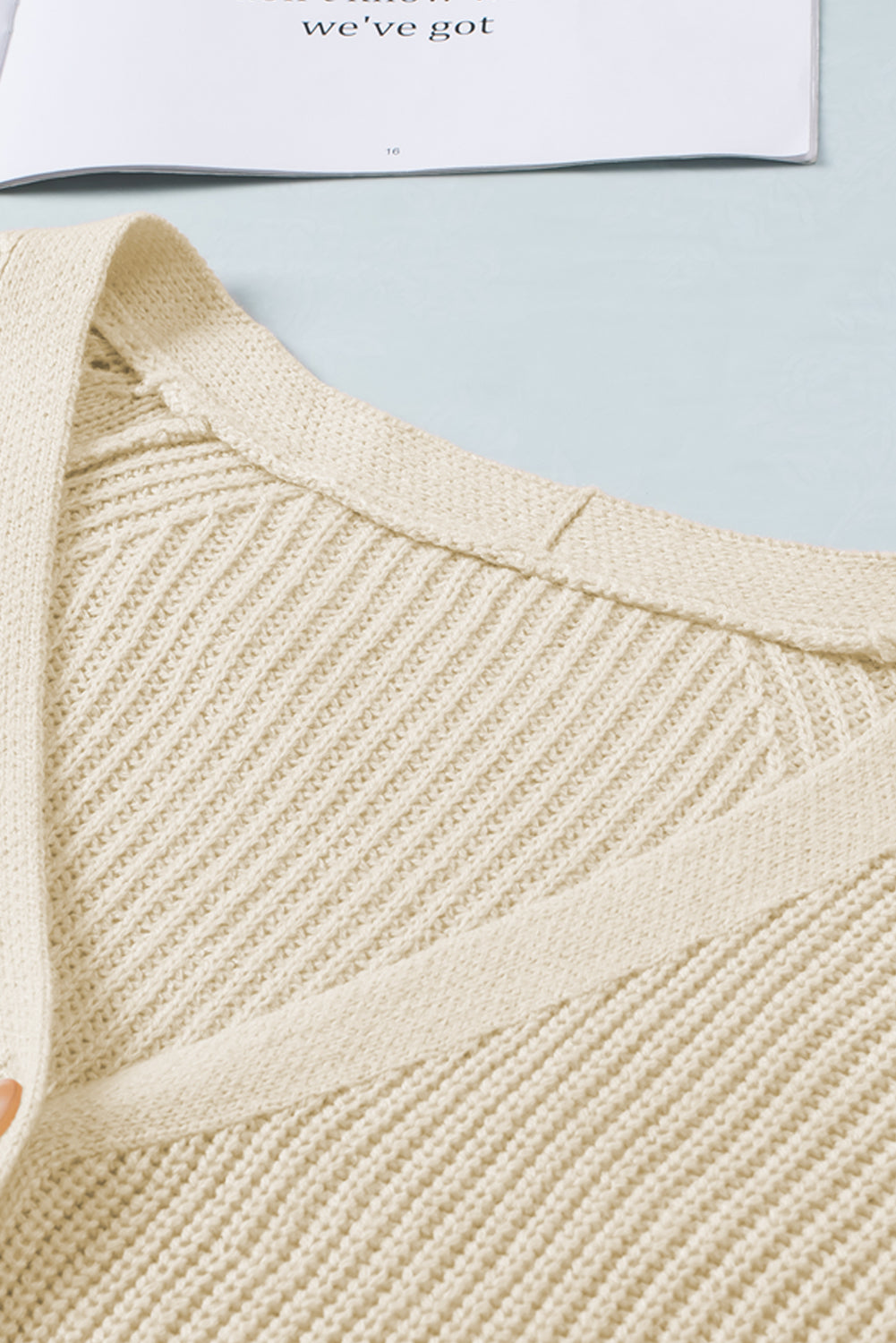 Openwork V-Neck Button Up Cardigan - ClassiQ