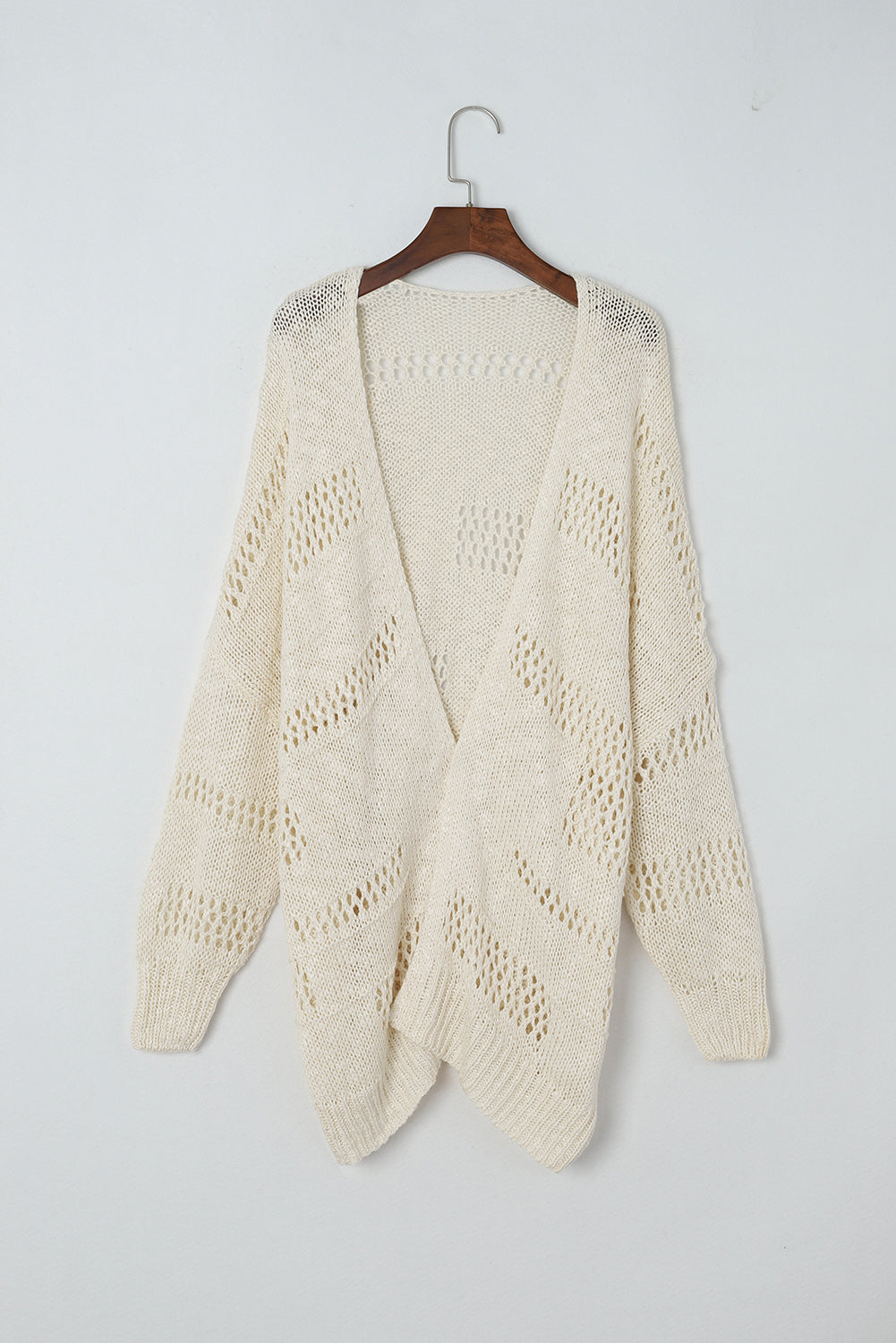 Openwork Open Front Long Sleeve Cardigan - Classique Collection