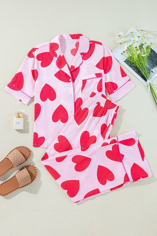 Pink Classic Heart Valentines Pajamas Set - Classique Collection