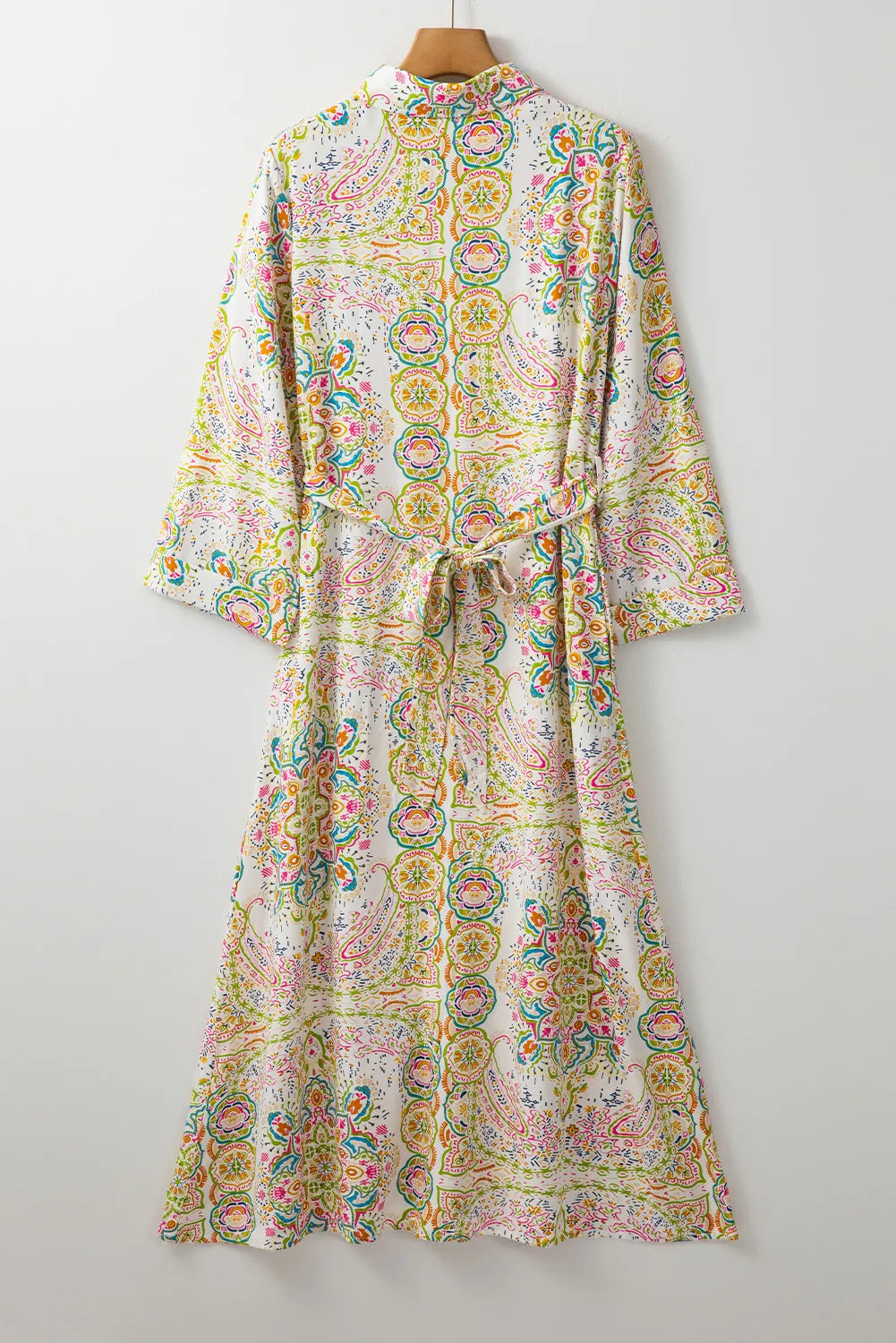 Tied Printed Long Sleeve Midi Dress - Classique Collection