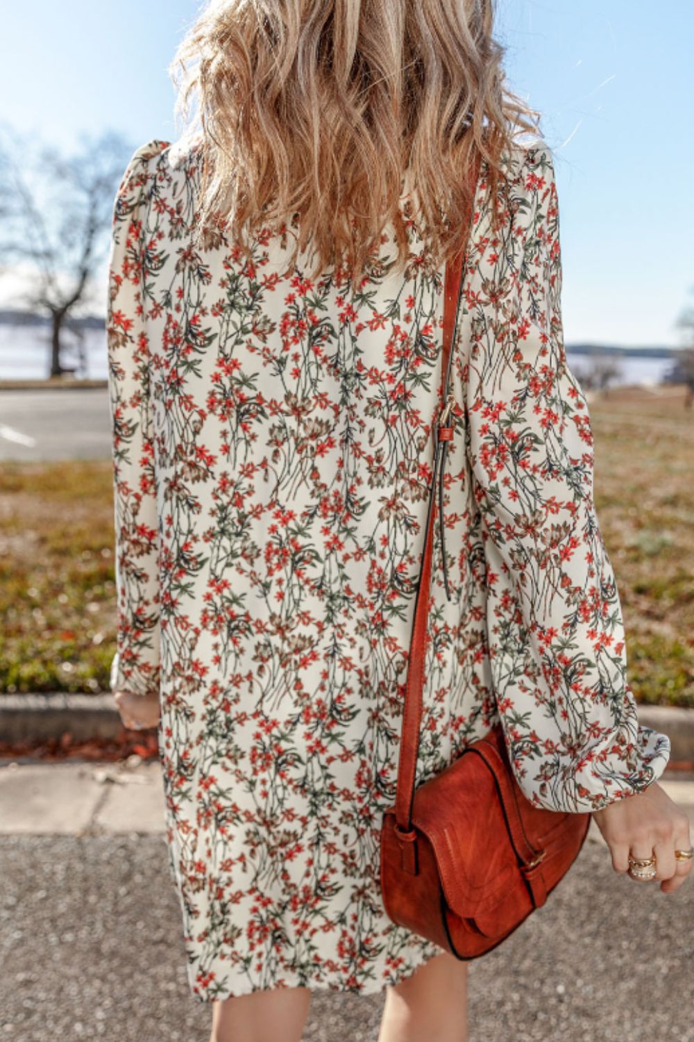 Floral Round Neck Long Sleeve Dress - Classique Collection