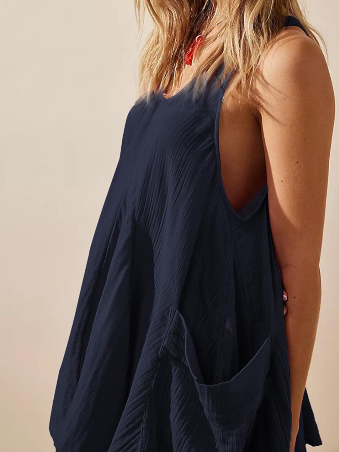Devine Tied Scoop Neck Wide Strap Mini Dress - Classique Collection