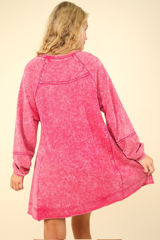VERY J Mineral Washed Oversized A-Line Mini Dress - Classique Collection