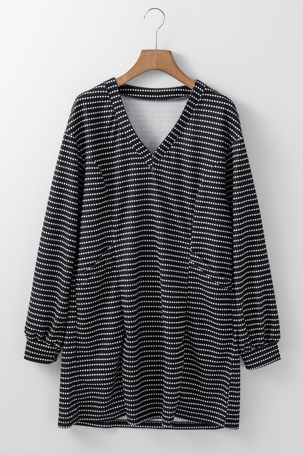 Striped V-Neck Long Sleeve Mini Dress - Classique Collection