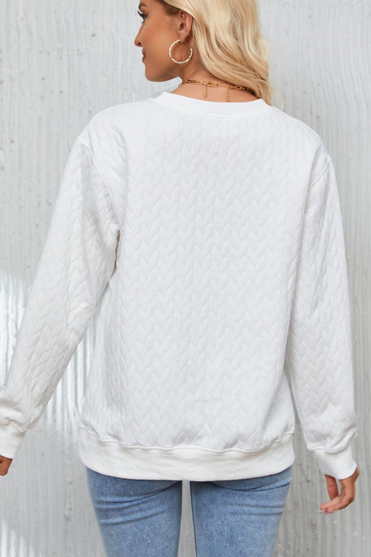 XOXO Heart Round Neck Dropped Shoulder Sweatshirt - ClassiQ