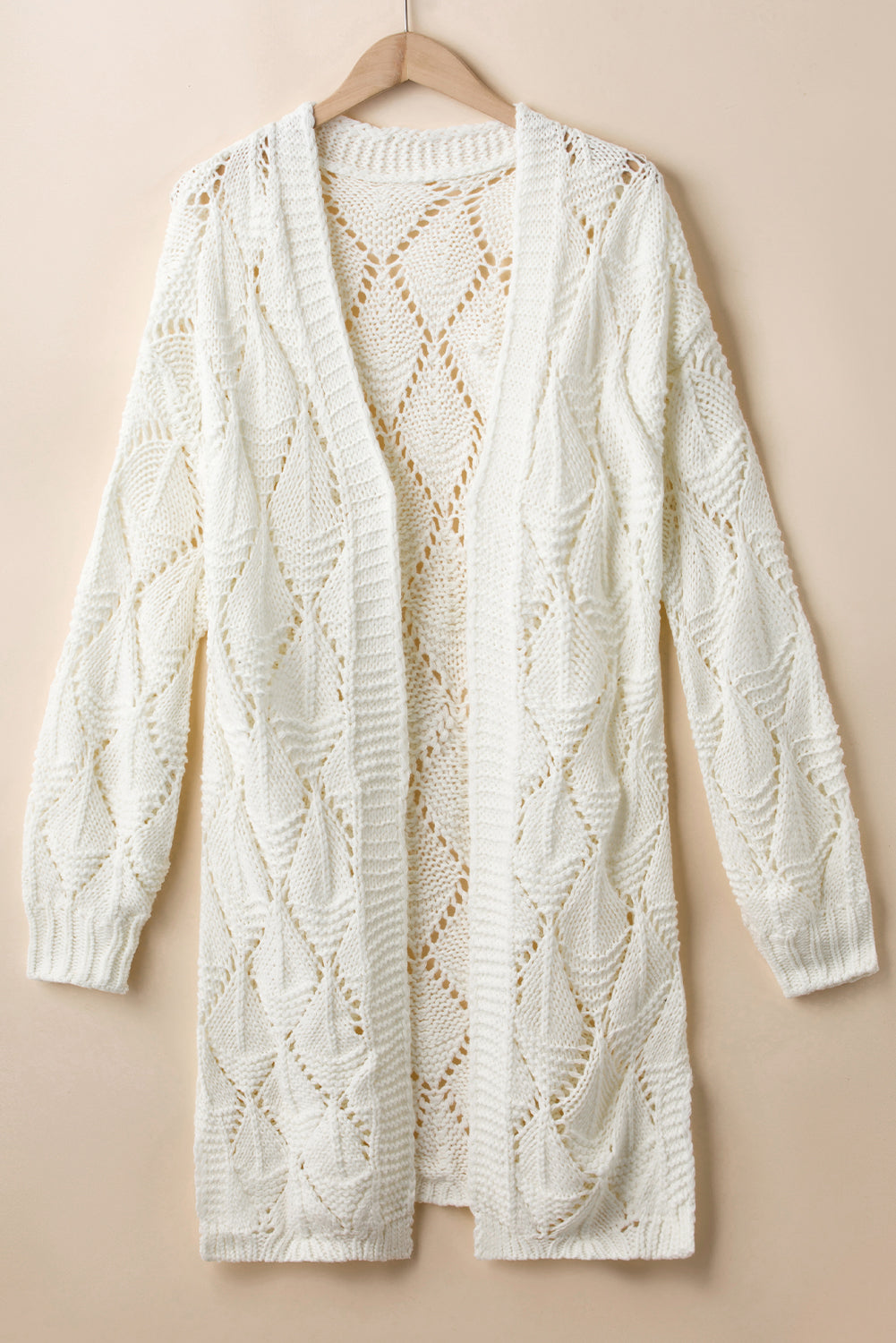 Openwork Open Front Long Sleeve Cardigan - ClassiQ