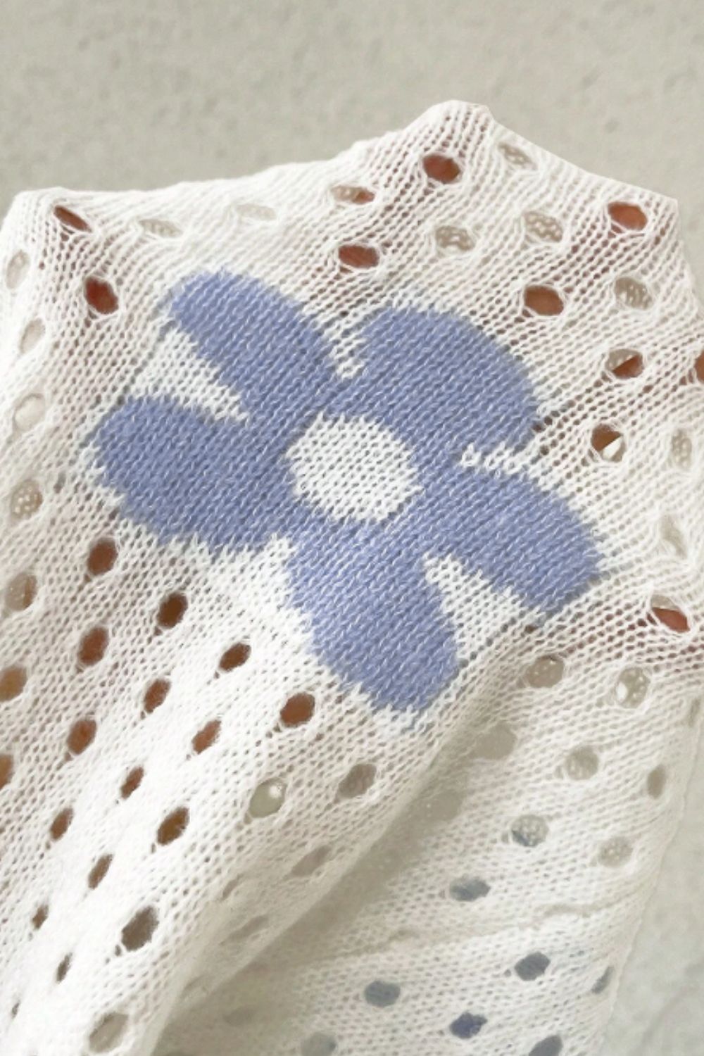 Flower Hollowed Out Button Down Long Sleeve Cardigan - Classique Collection