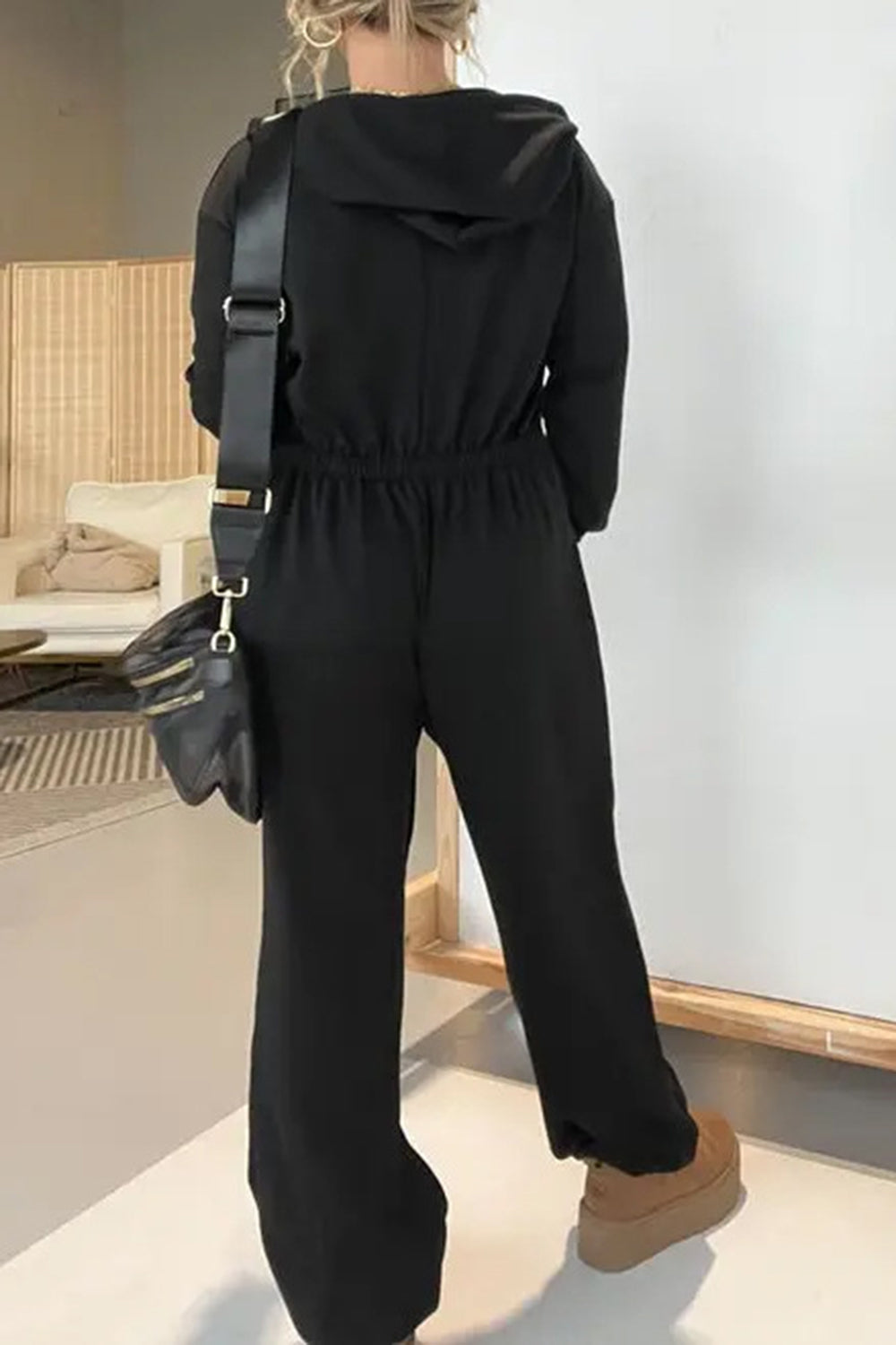 Full Size Drawstring Long Sleeve Jumpsuit - Classique Collection