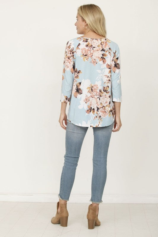 Plus Floral Bottom Knot Tunic - Classique Collection