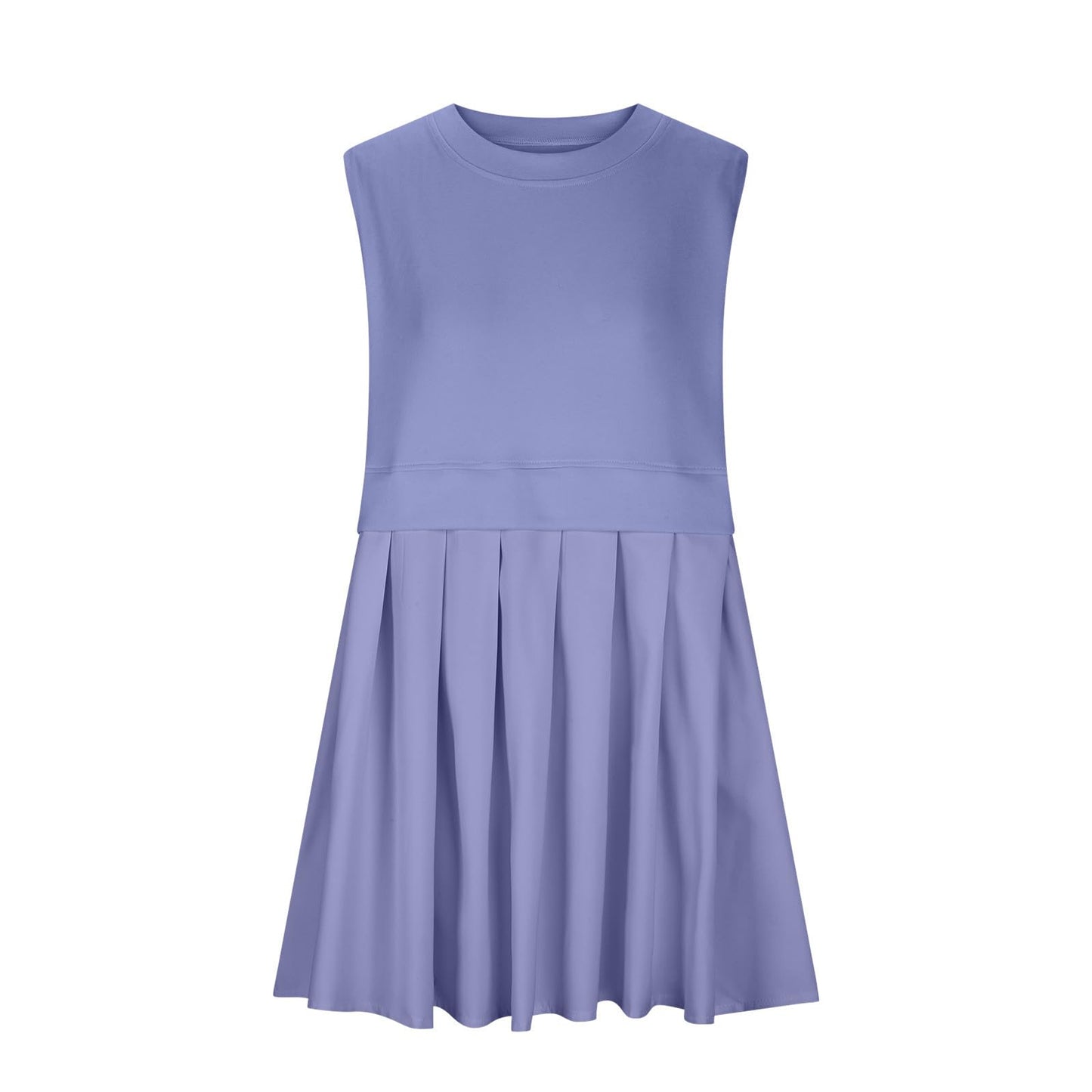 Pleated Round Neck Sleeveless Mini Dress - Classique Collection