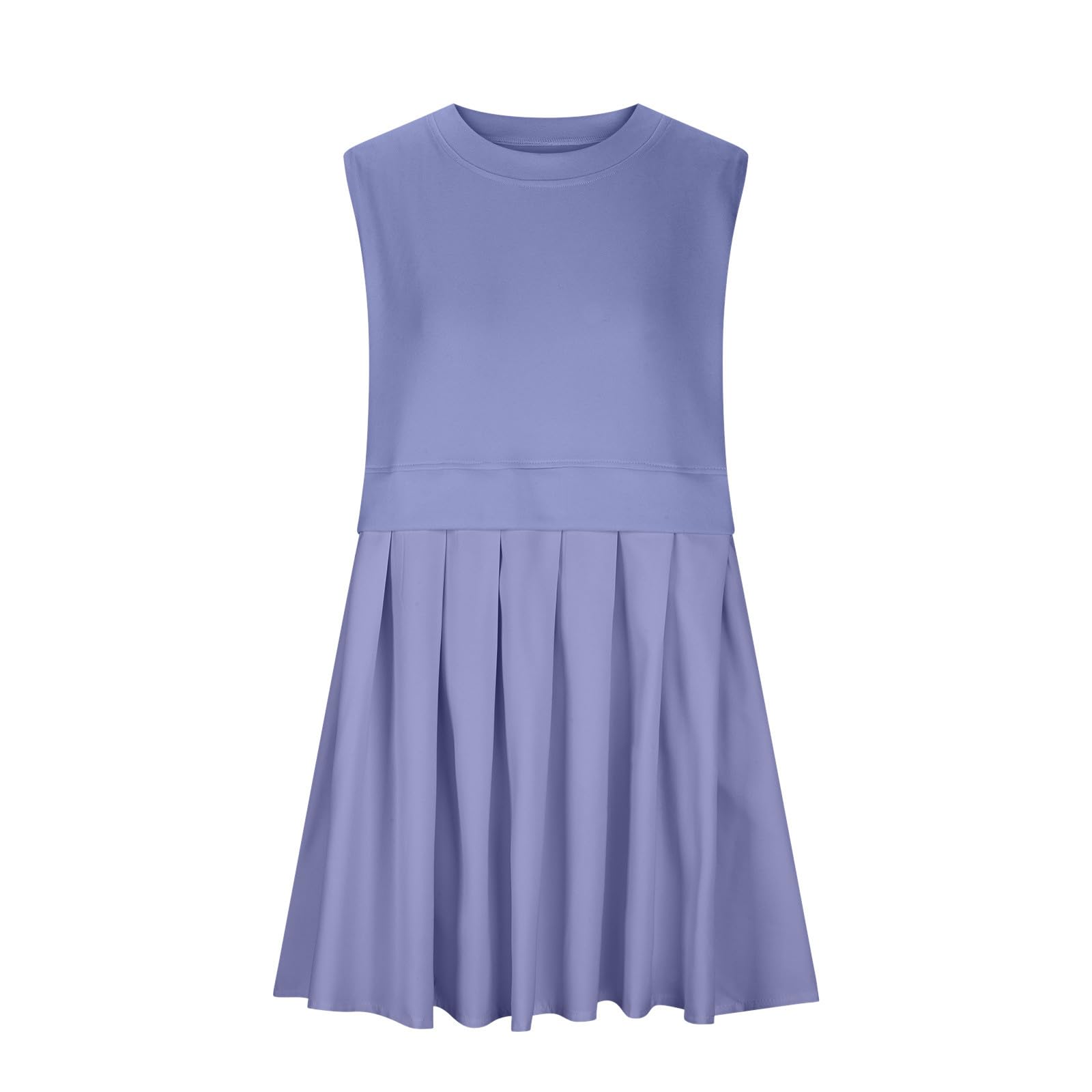 Pleated Round Neck Sleeveless Mini Dress - Classique Collection
