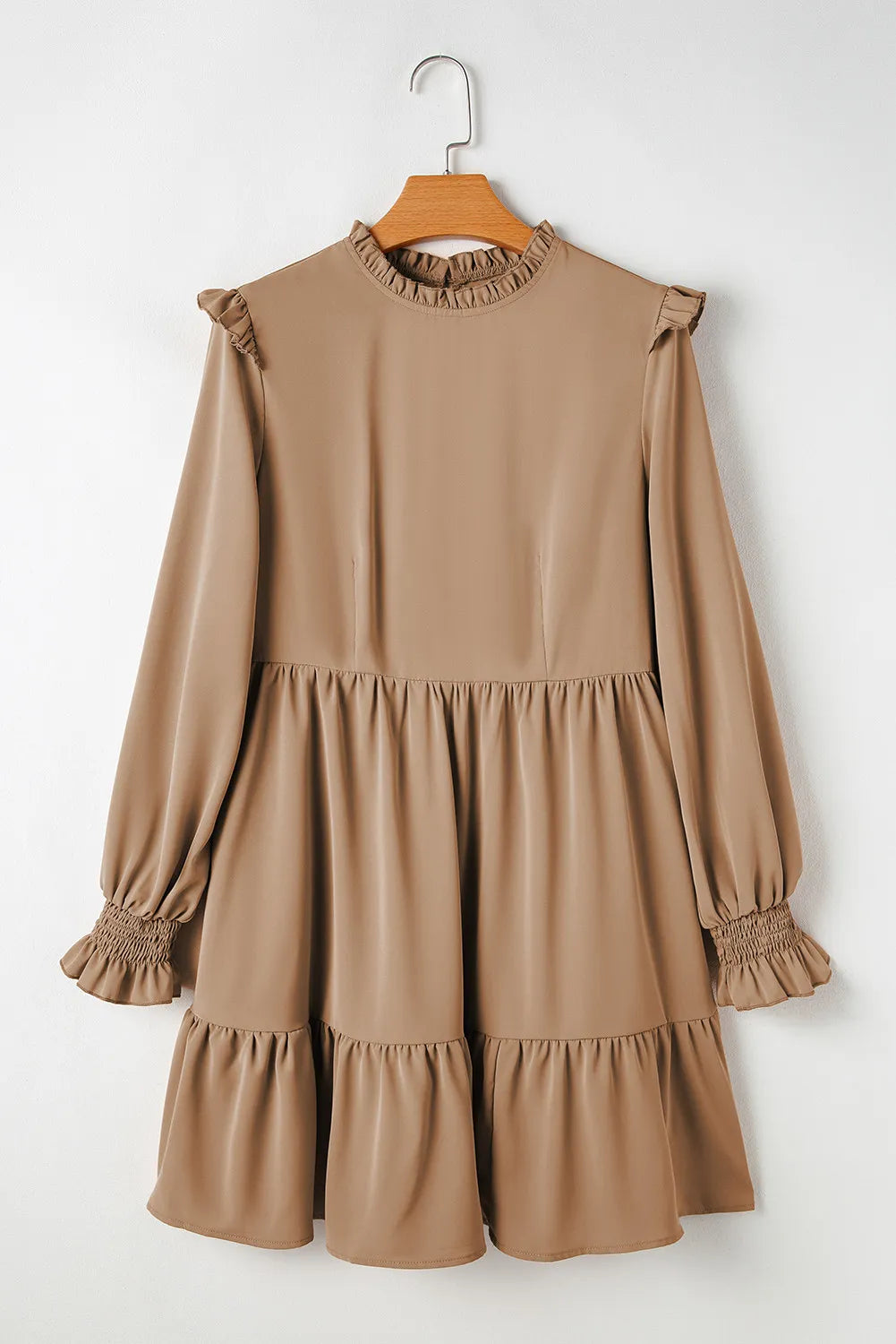 Frill Round Neck Flounce Sleeve Mini Dress - Classique Collection