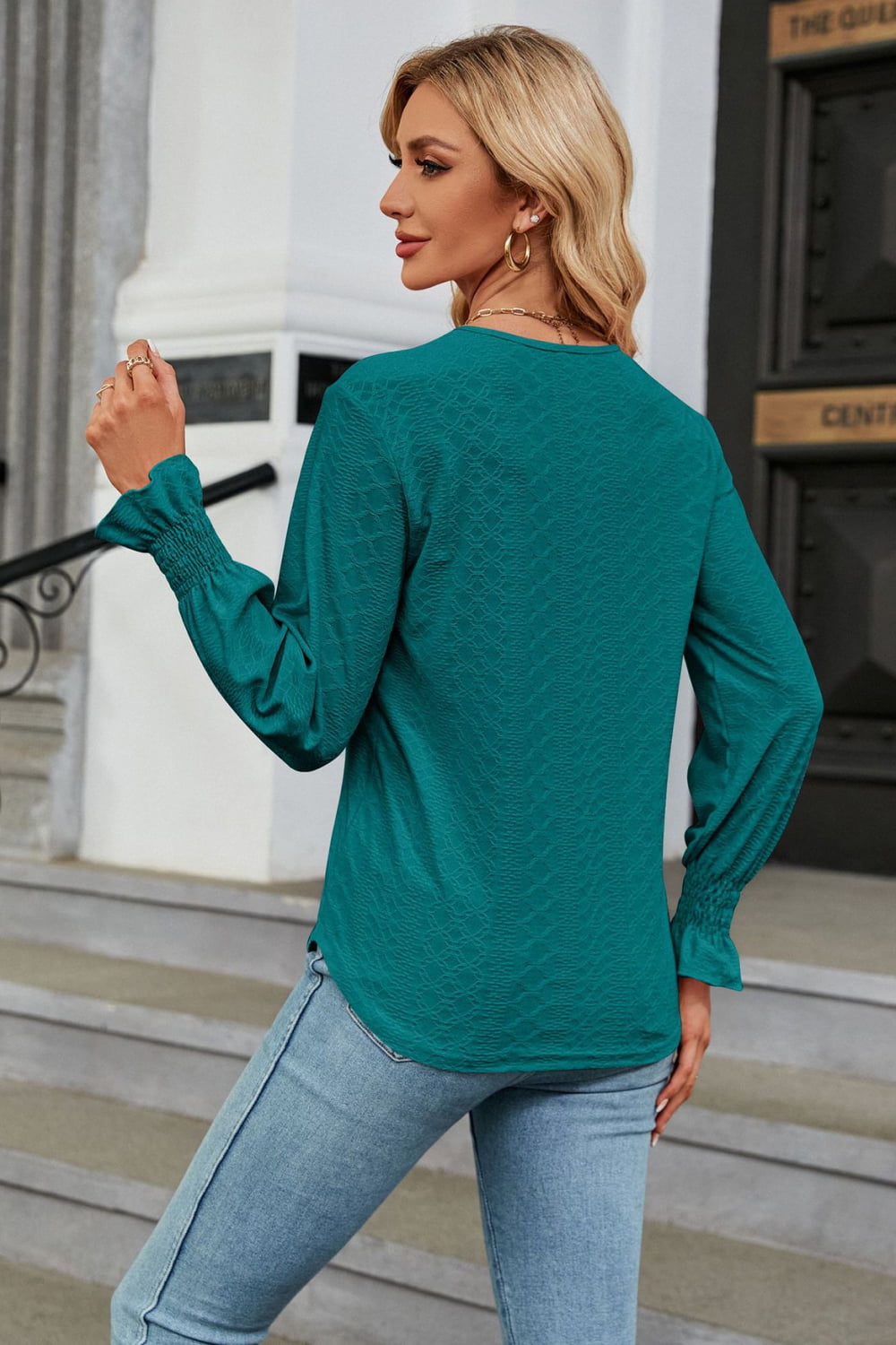 V-Neck Flounce Sleeve Blouse - Classique Collection