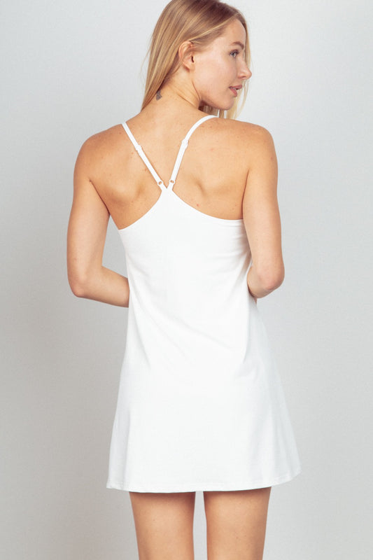 VERY J Sleeveless Active Tennis Dress with Unitard Liner - Classique Collection