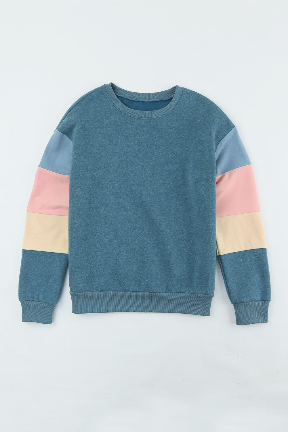 Color Block Round Neck Long Sleeve Sweatshirt - ClassiQ