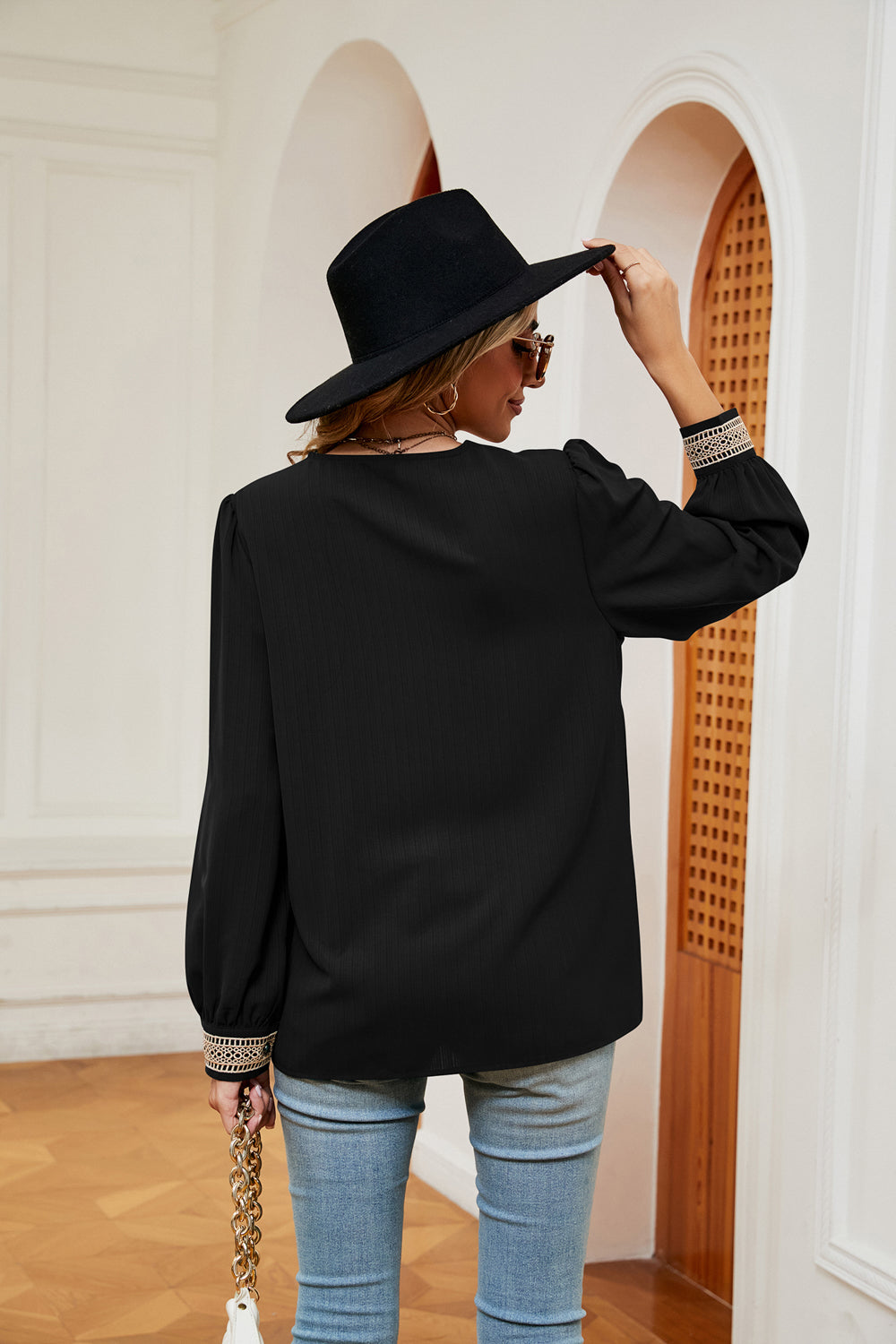 Contrast Puff Sleeve Blouse - Classique Collection