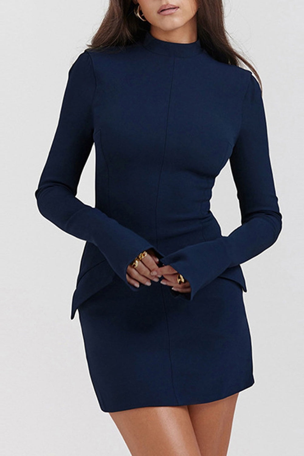 Mock Neck Long Sleeve Mini Dress - Classique Collection