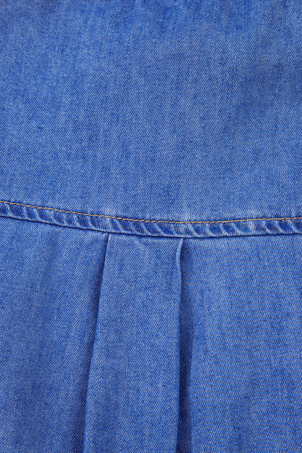 Sky Blue Mineral Wash Cap Sleeve Frilled Button Up Denim Shirt ClassiQ