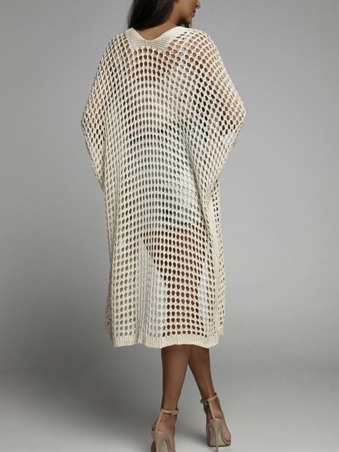 Openwork Open Front Three-Quarter Sleeve Cover Up - Classique Collection
