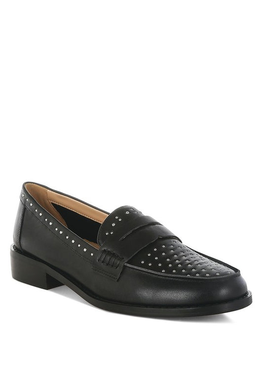 Raisa Stud Embellished Penny Loafers - Classique Collection