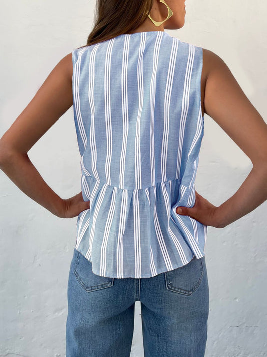 Tied Striped Round Neck Tank - Classique Collection