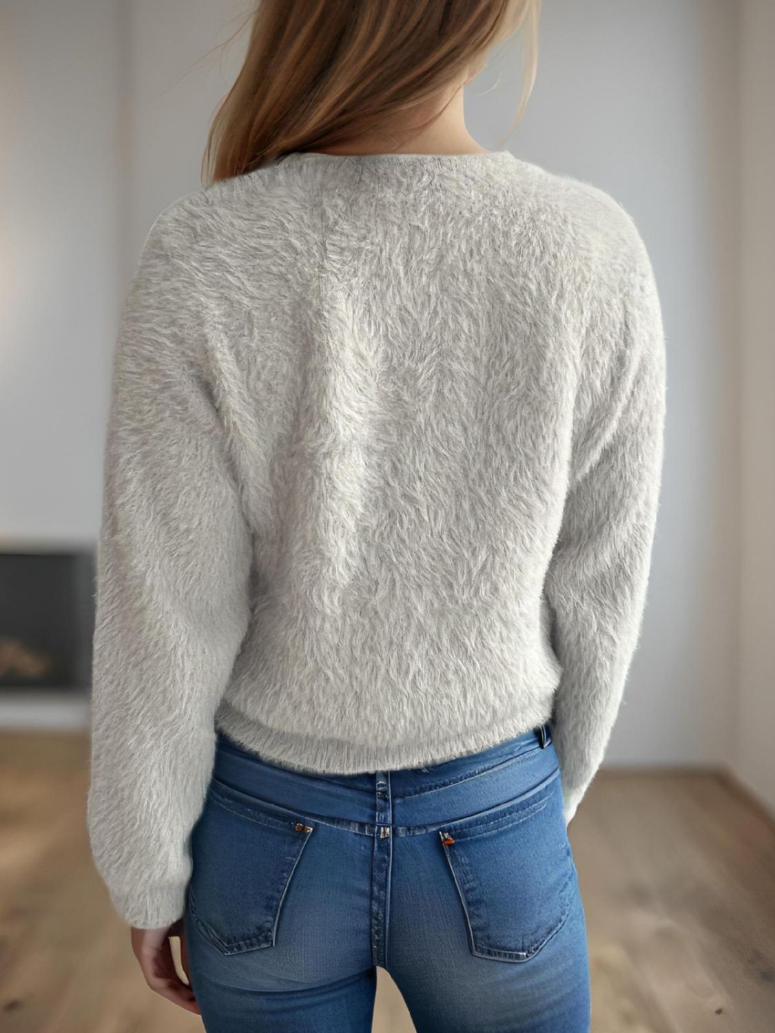 Cutout Knot Button Long Sleeve Cardigan - ClassiQ