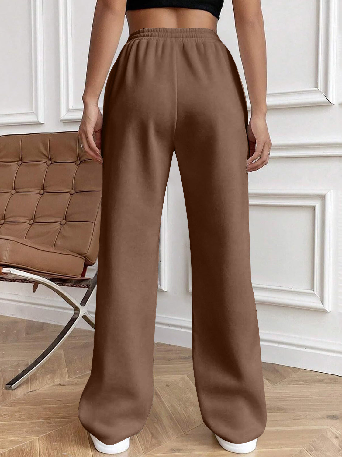 Drawstring Elastic Waist Pants with Pockets - ClassiQ