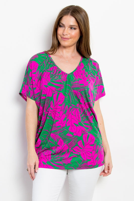 Be Stage Contrast Printed Short Sleeve Top - Classique Collection
