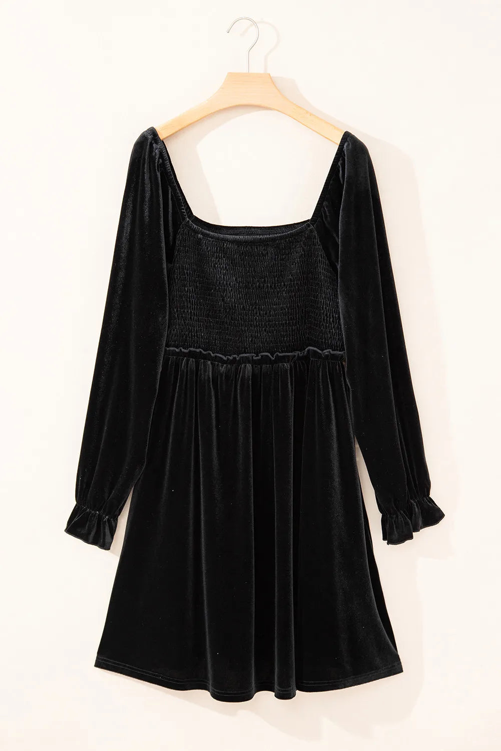 Plus Size Smocked Square Neck Long Sleeve Dress - Classique Collection