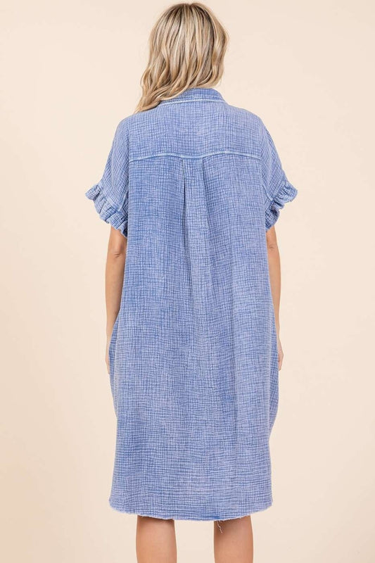 Mittoshop Mineral Wash Cotton Gauze Mini Shirt Dress - Classique Collection
