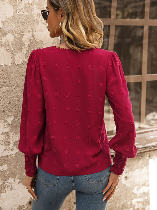 Swiss Dot Lace Detail Blouse - Classique Collection