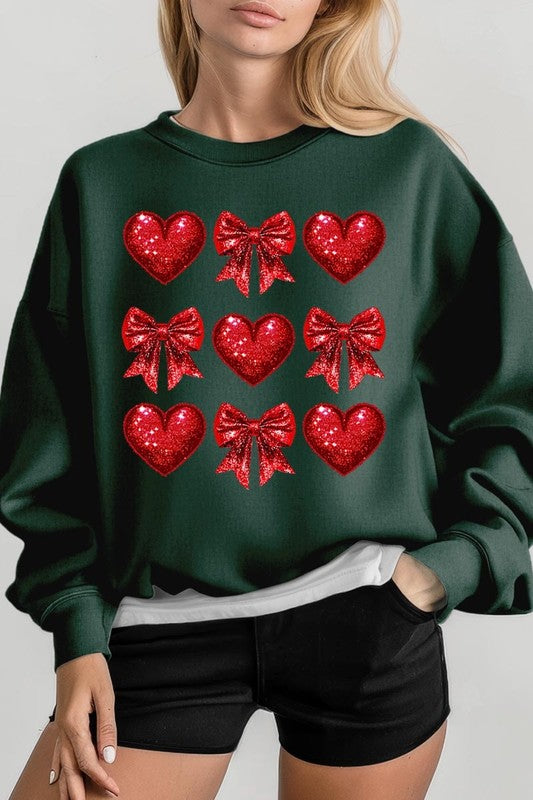 Faux Glitter Valentine Graphic Plus Sweatshirt - Classique Collection