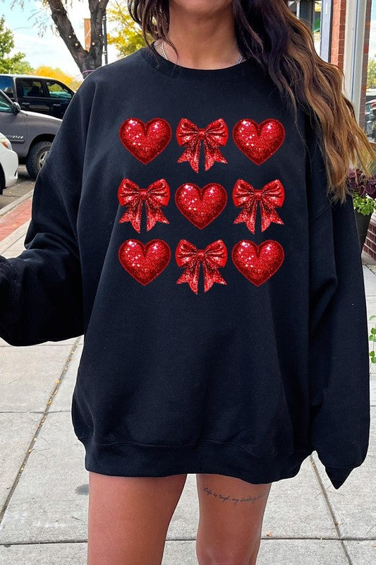 Faux Glitter Valentine Graphic Plus Sweatshirt - Classique Collection