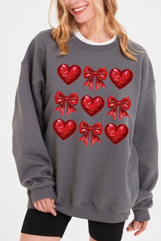 Faux Glitter Valentine Graphic Plus Sweatshirt - Classique Collection