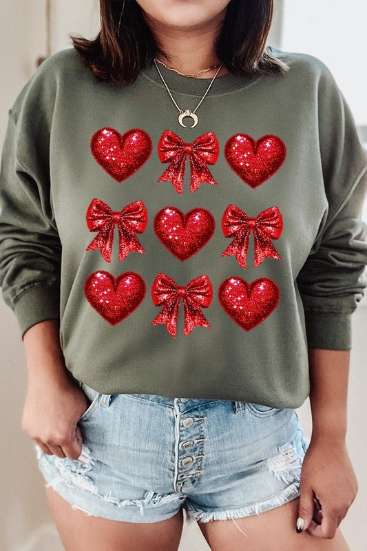 Faux Glitter Valentine Graphic Plus Sweatshirt - Classique Collection