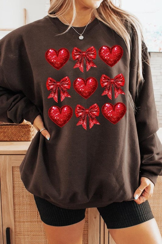 Faux Glitter Valentine Graphic Plus Sweatshirt - Classique Collection