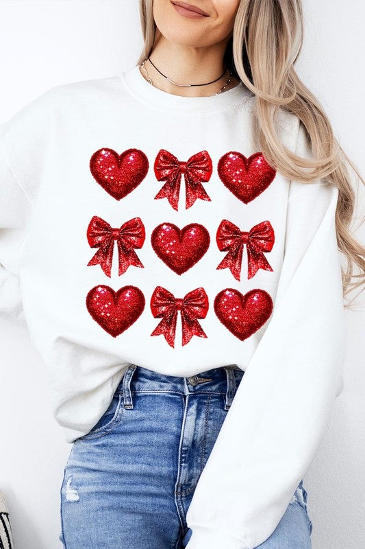Faux Glitter Valentine Graphic Plus Sweatshirt - Classique Collection