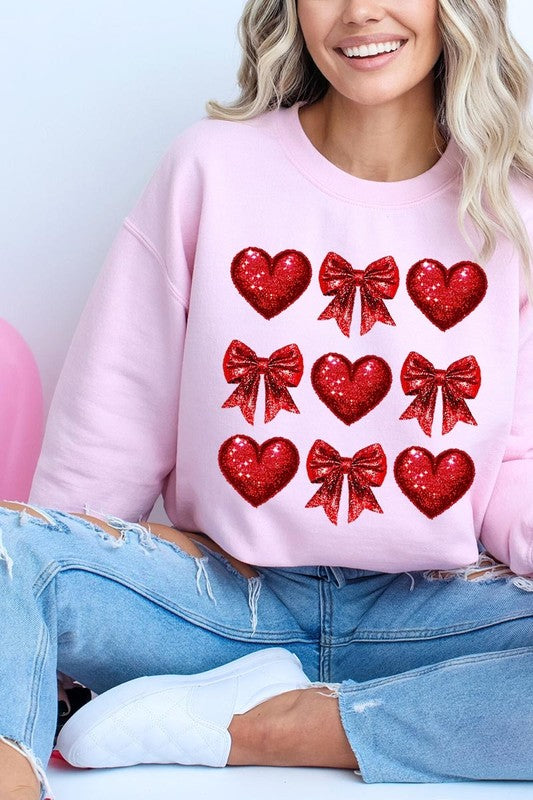 Faux Glitter Valentine Graphic Plus Sweatshirt - Classique Collection
