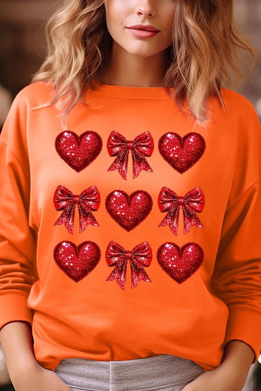 Faux Glitter Valentine Graphic Plus Sweatshirt - Classique Collection